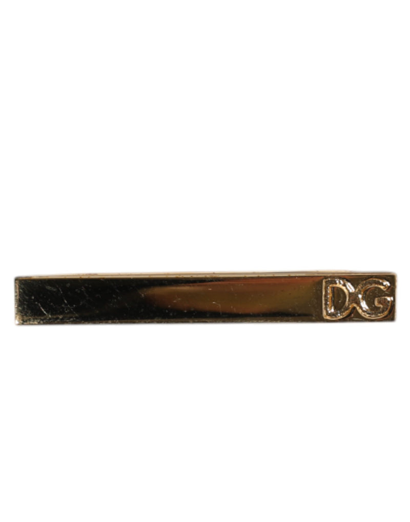 Gold Tone Brass Crystal Branded Accessory Tie Clip Bar-Dolce & Gabbana-LabelTerrace.com