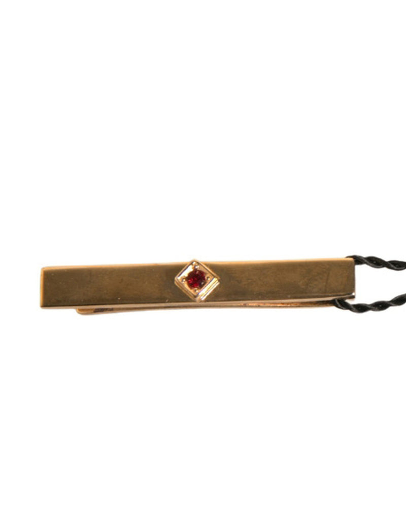 Gold Tone Brass Crystal Branded Tie Clip Bar-Dolce & Gabbana-LabelTerrace.com