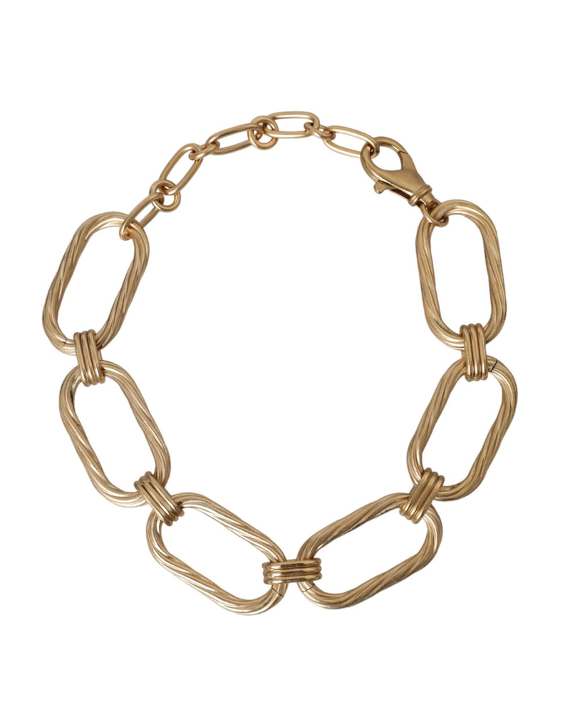 Gold Tone Brass Large Link Chain Jewelry Necklace-Dolce & Gabbana-LabelTerrace.com