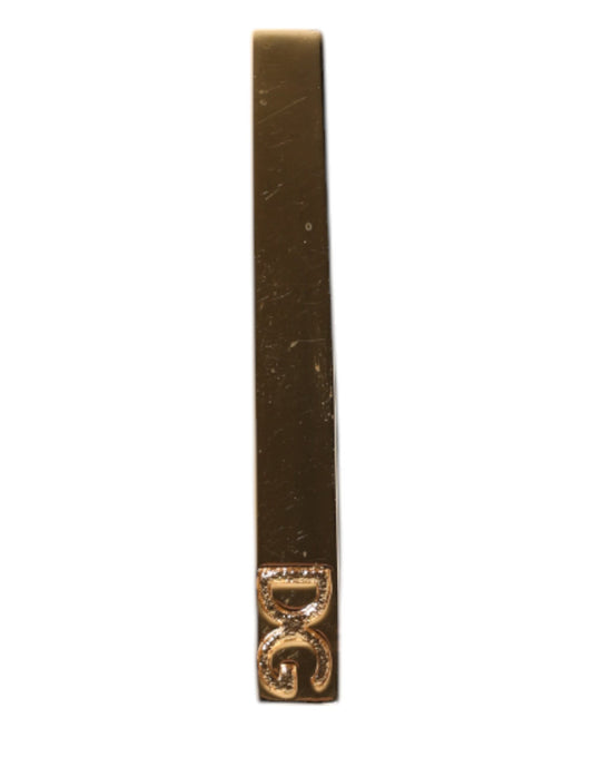 Gold Tone Brass Logo Branded Tie Clip Bar-Dolce & Gabbana-LabelTerrace.com