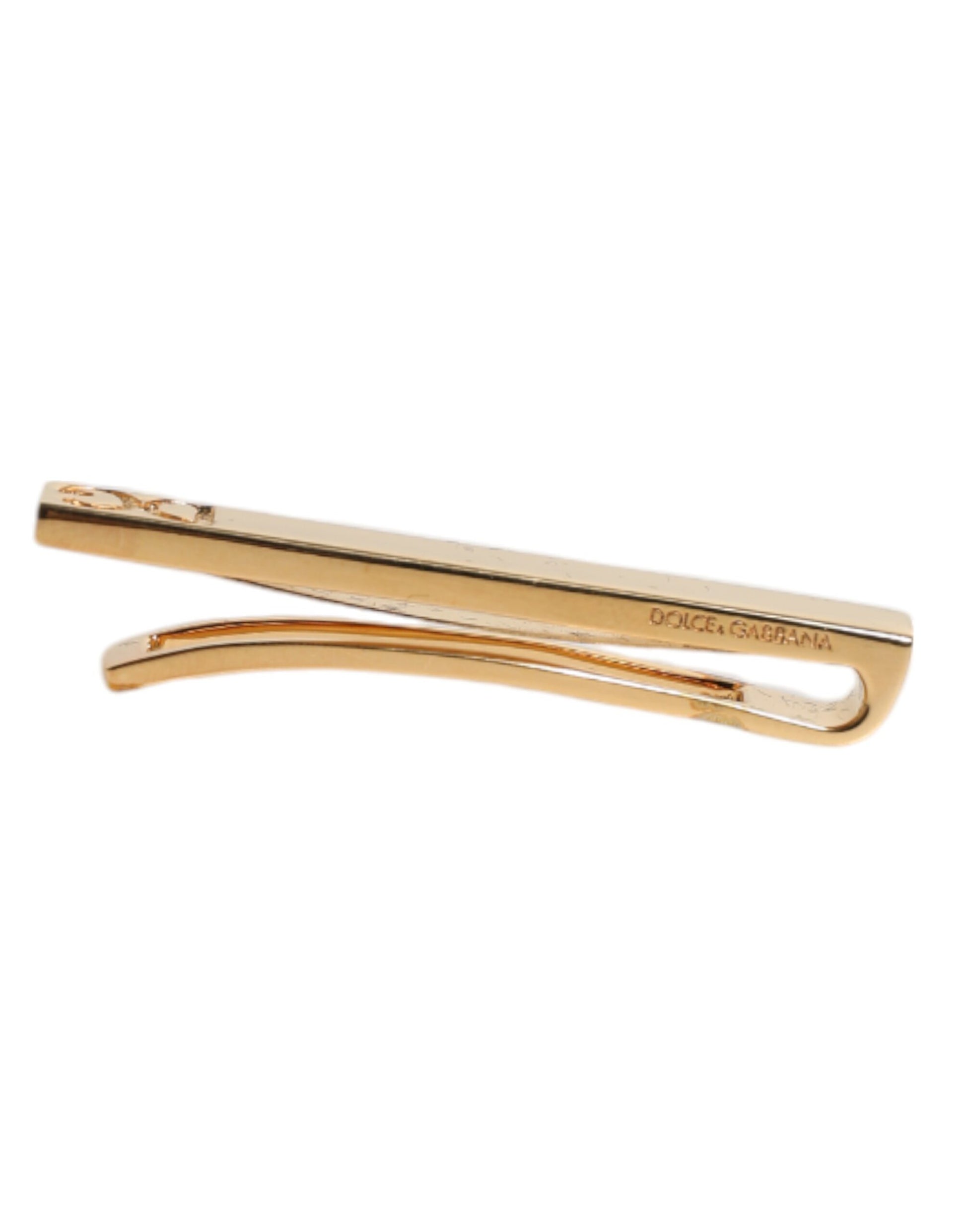 Gold Tone Brass Logo Branded Tie Clip Bar-Dolce & Gabbana-LabelTerrace.com