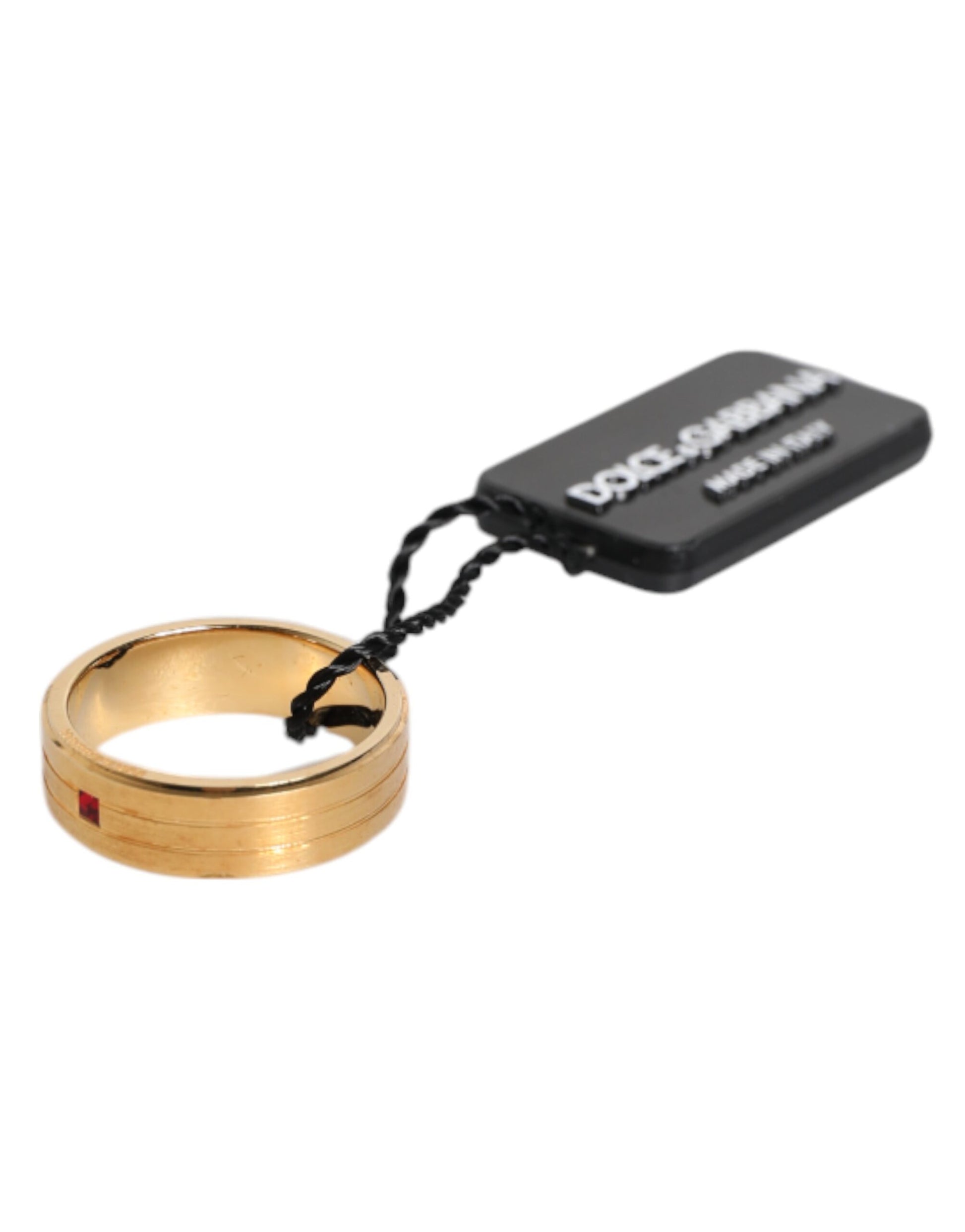 Gold Tone Brass Red Crystal DG Logo Ring-Dolce & Gabbana-LabelTerrace.com
