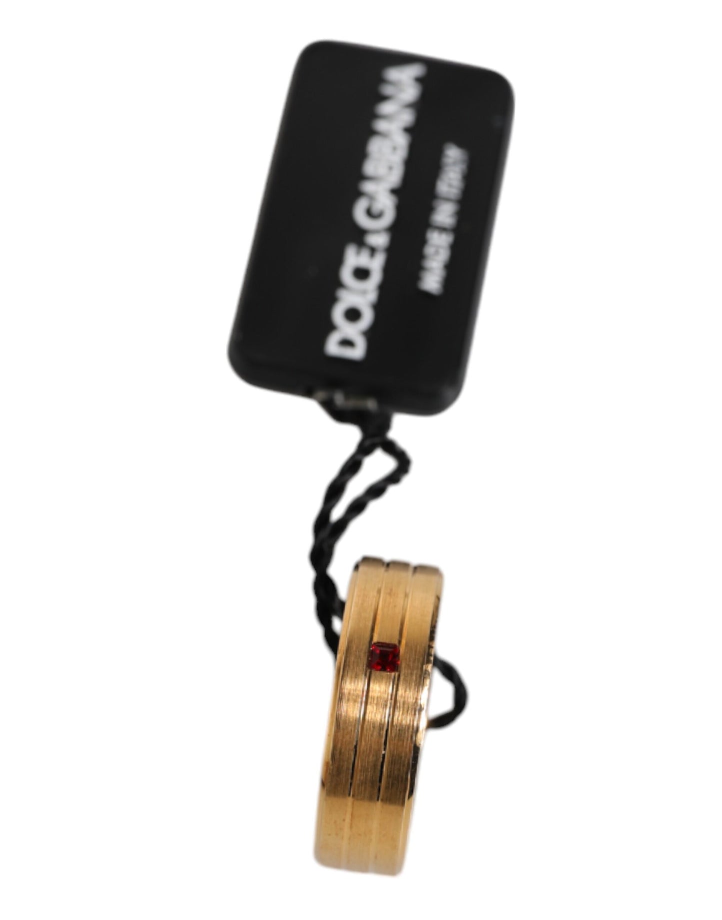 Gold Tone Brass Red Crystal DG Logo Ring-Dolce & Gabbana-LabelTerrace.com