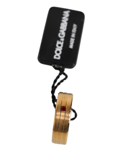 Gold Tone Brass Red Crystal DG Logo Ring-Dolce & Gabbana-LabelTerrace.com