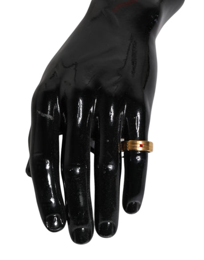 Gold Tone Brass Red Crystal DG Logo Ring-Dolce & Gabbana-LabelTerrace.com