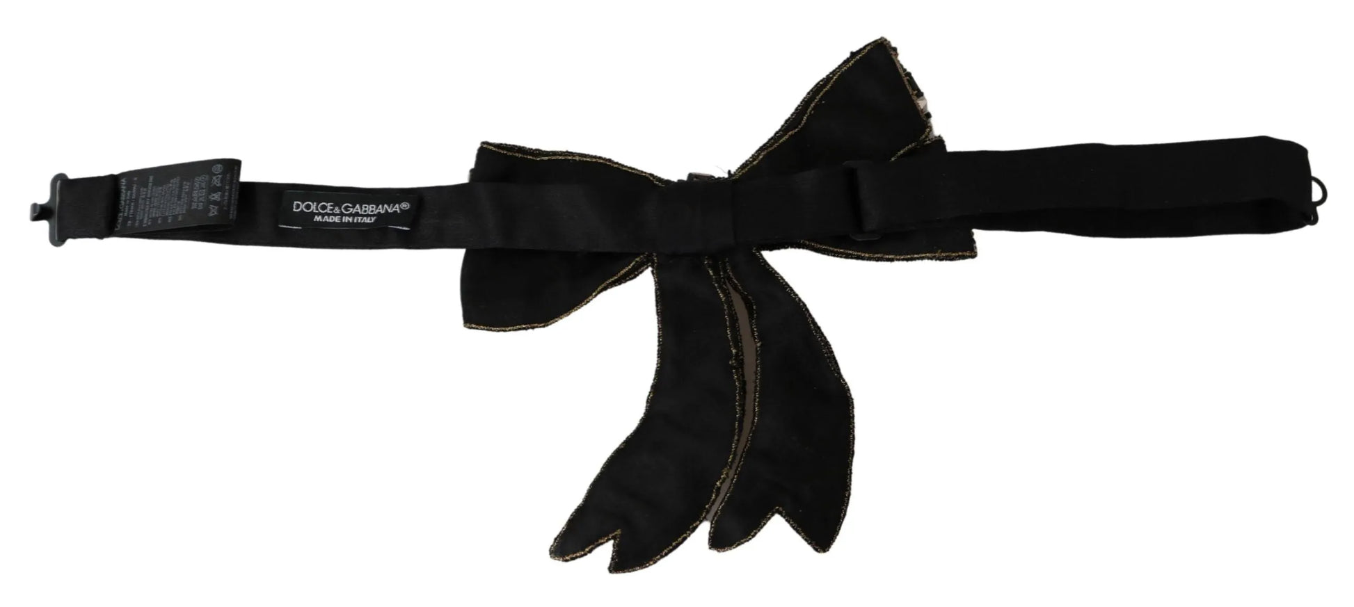Gold Tone Silk Rhinestone Embellished Women Bowtie-Dolce & Gabbana-LabelTerrace.com