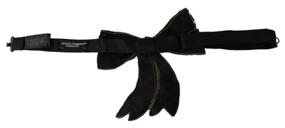 Gold Tone Silk Rhinestone Embellished Women Bowtie-Dolce & Gabbana-LabelTerrace.com