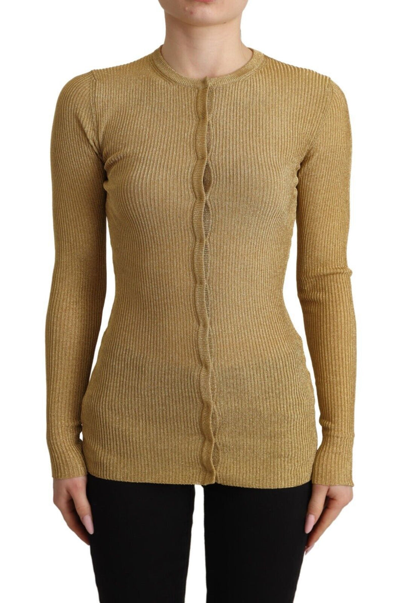 Gold Viscose Blend Buttons Cardigan Sweater-Dolce & Gabbana-LabelTerrace.com