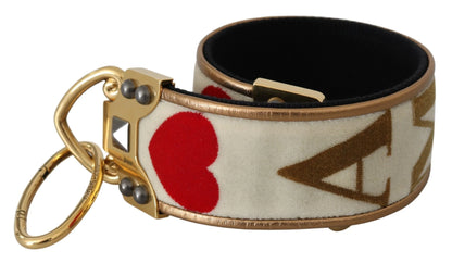 Gold White Textile Leather AMORE Shoulder Strap-Dolce & Gabbana-LabelTerrace.com