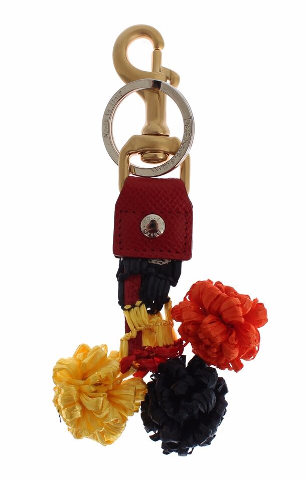 Gold Yellow Raffia Leather Clasp Finder Chain Keyring-Dolce & Gabbana-LabelTerrace.com