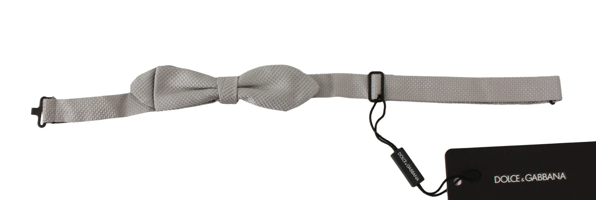 Gray 100% Silk Faille Adjustable Neck Bow Tie Papillon-Dolce & Gabbana-LabelTerrace.com