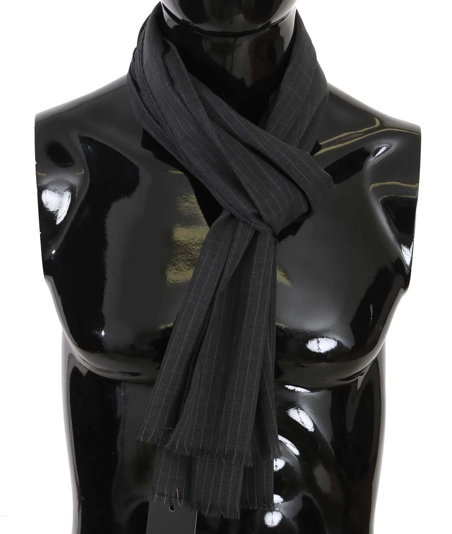 Gray 100% Wool Striped Pattern Wrap Scarf-Dolce & Gabbana-LabelTerrace.com