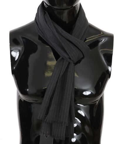 Gray 100% Wool Striped Pattern Wrap Scarf-Dolce & Gabbana-LabelTerrace.com