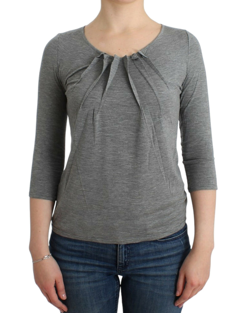 Gray 3/4 sleeves jumper top-Cavalli-LabelTerrace.com