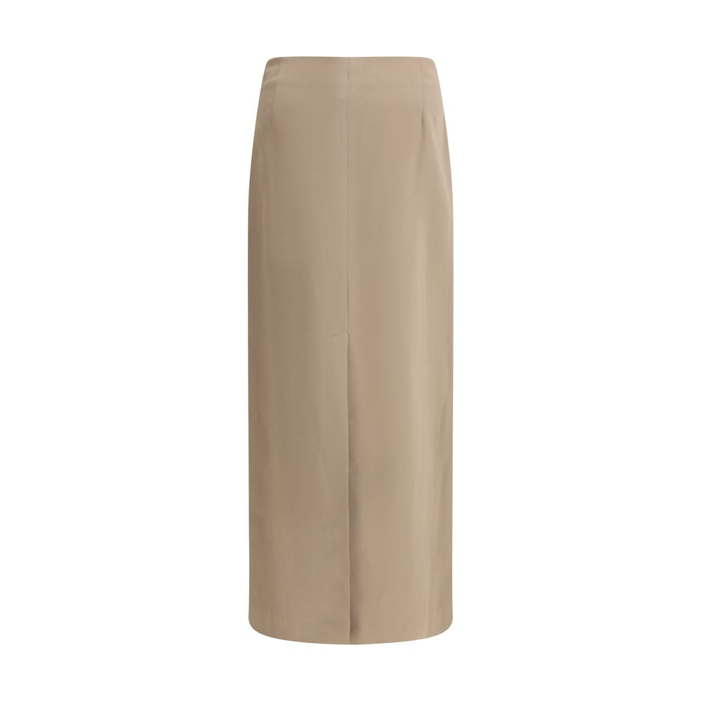 Gray Acetate Midi Skirt