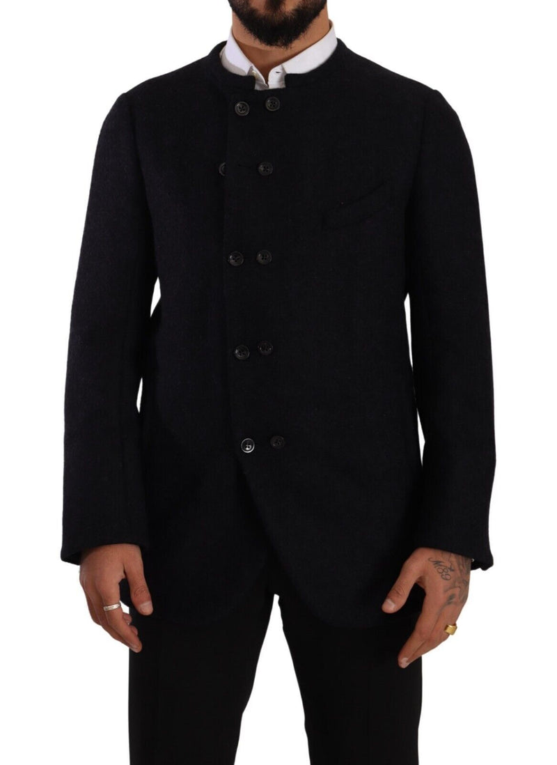 Gray Alpaca Button Down Men Coat Jacket-Dolce & Gabbana-LabelTerrace.com