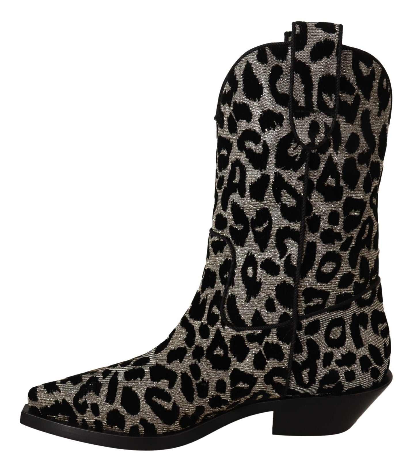 Gray Black Leopard Cowboy Boots Shoes-Dolce & Gabbana-LabelTerrace.com
