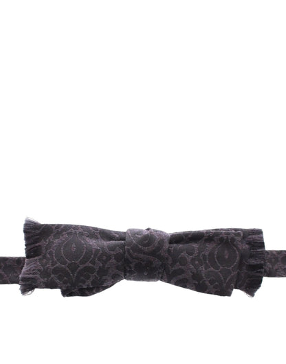 Gray Black Wool Bow Tie-Dolce & Gabbana-LabelTerrace.com