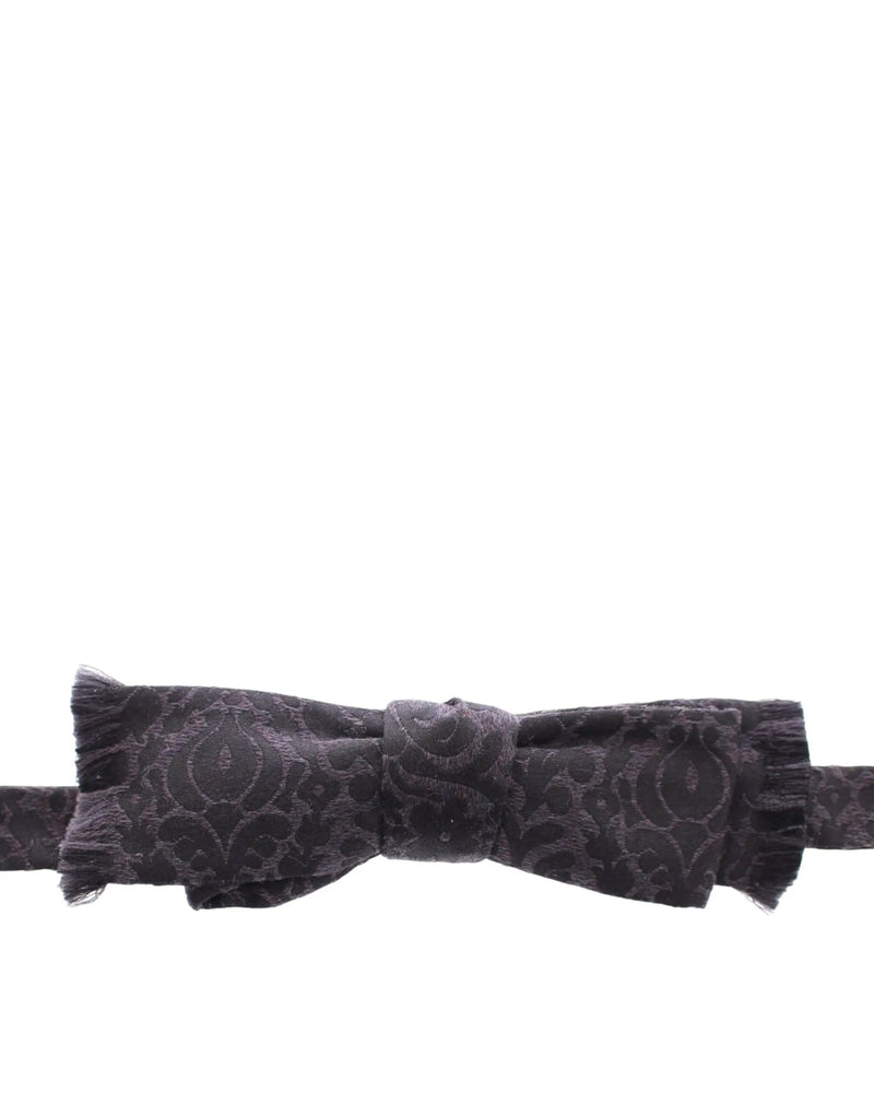 Gray Black Wool Bow Tie-Dolce & Gabbana-LabelTerrace.com