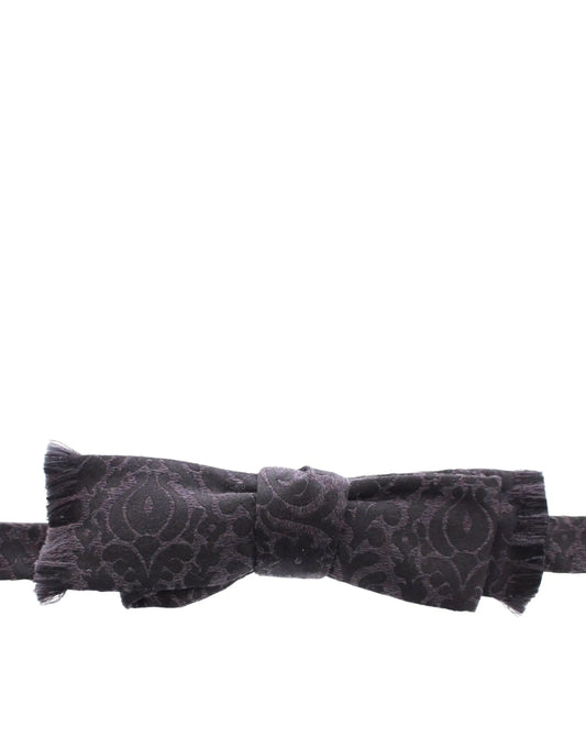 Gray Black Wool Silk Bow Tie-Dolce & Gabbana-LabelTerrace.com