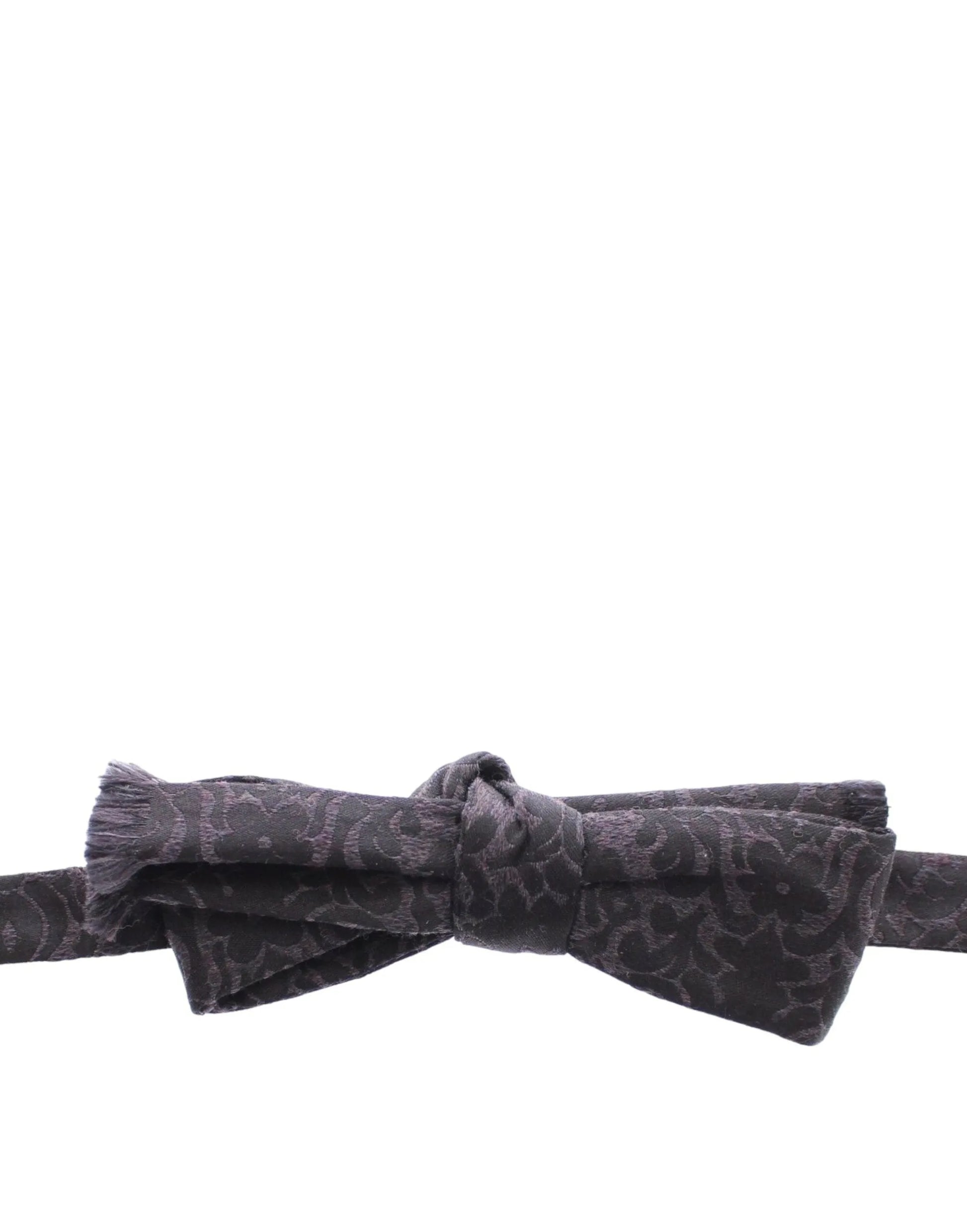 Gray Black Wool Silk Bow Tie-Dolce & Gabbana-LabelTerrace.com