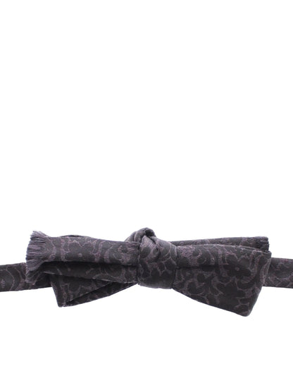 Gray Black Wool Silk Bow Tie-Dolce & Gabbana-LabelTerrace.com