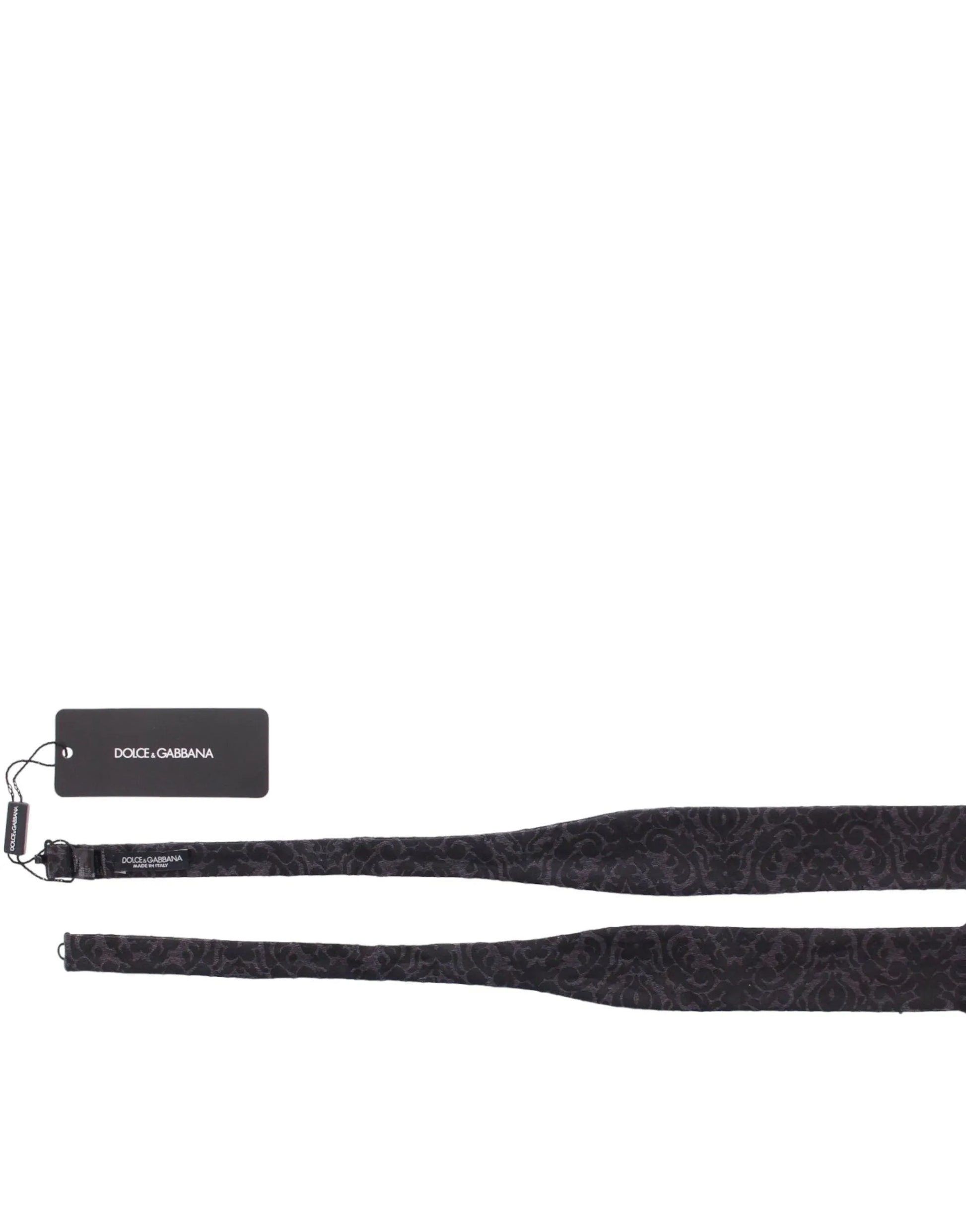 Gray Black Wool Silk Bow Tie-Dolce & Gabbana-LabelTerrace.com