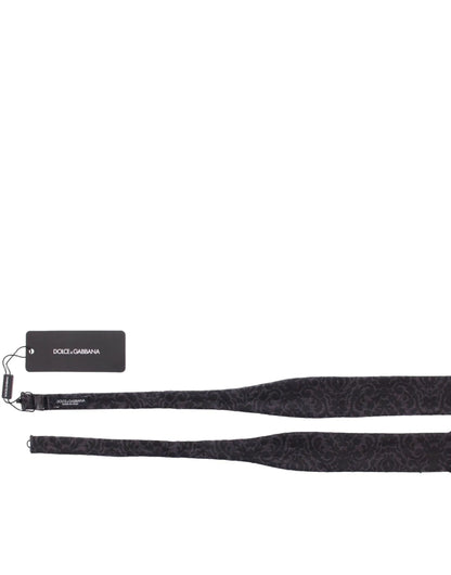 Gray Black Wool Silk Bow Tie-Dolce & Gabbana-LabelTerrace.com