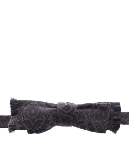 Gray Black Wool Silk Bow Tie-Dolce & Gabbana-LabelTerrace.com