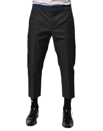 Gray Blue Cotton 3/4 Chinos Crop Trouser Pants-Dolce & Gabbana-LabelTerrace.com