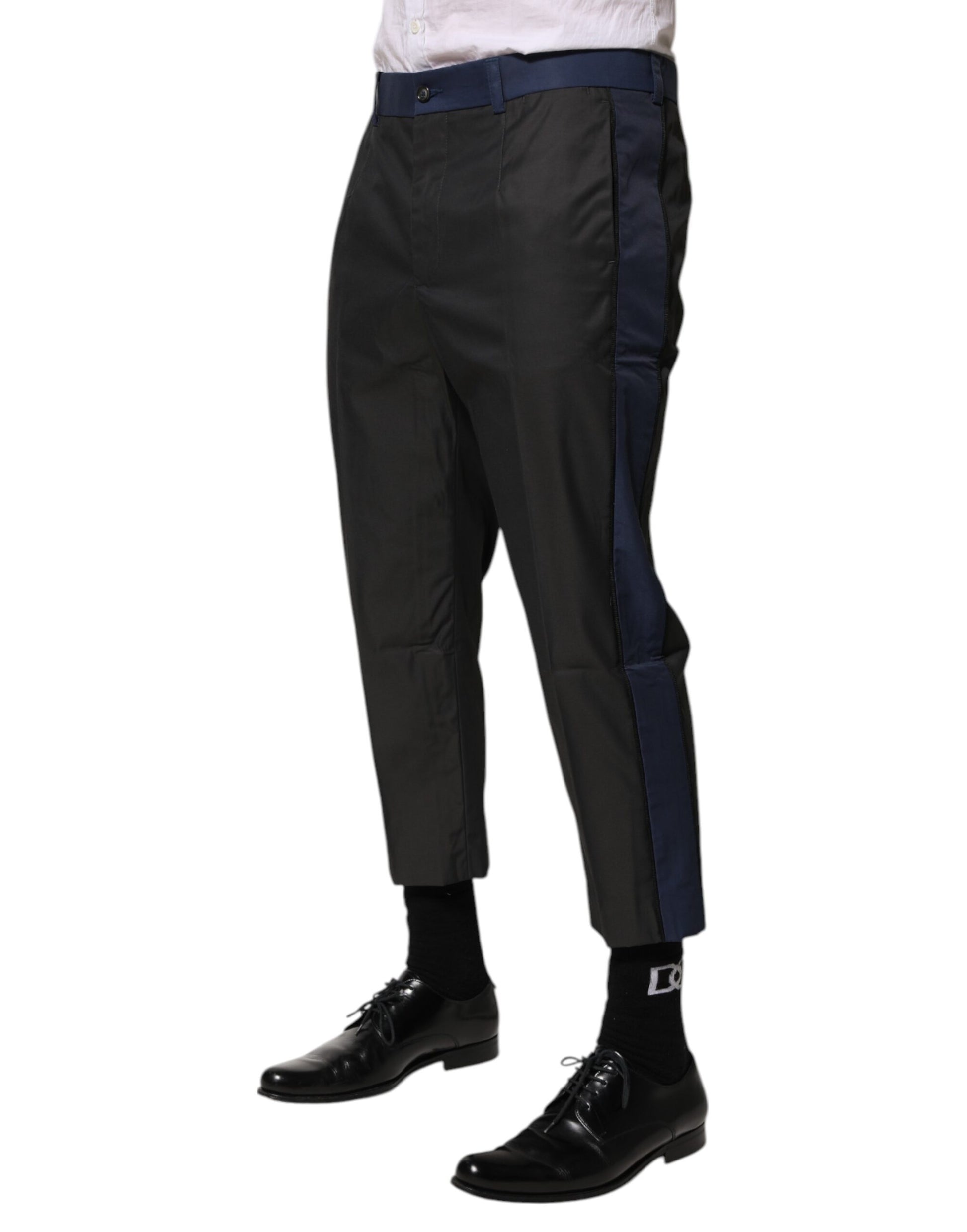 Gray Blue Cotton 3/4 Chinos Crop Trouser Pants-Dolce & Gabbana-LabelTerrace.com
