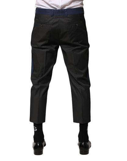 Gray Blue Cotton 3/4 Chinos Crop Trouser Pants-Dolce & Gabbana-LabelTerrace.com