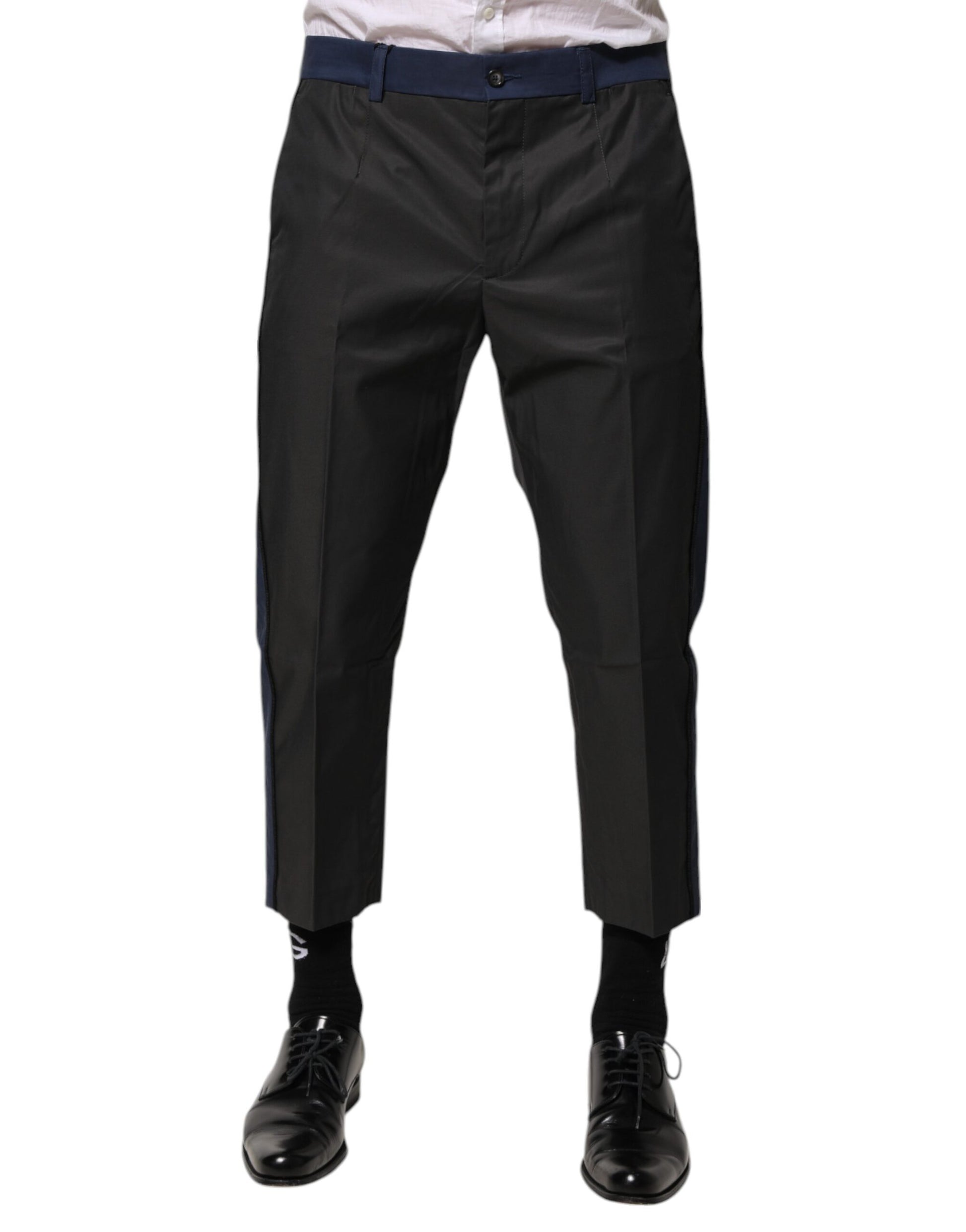 Gray Blue Cotton 3/4 Chinos Crop Trouser Pants-Dolce & Gabbana-LabelTerrace.com