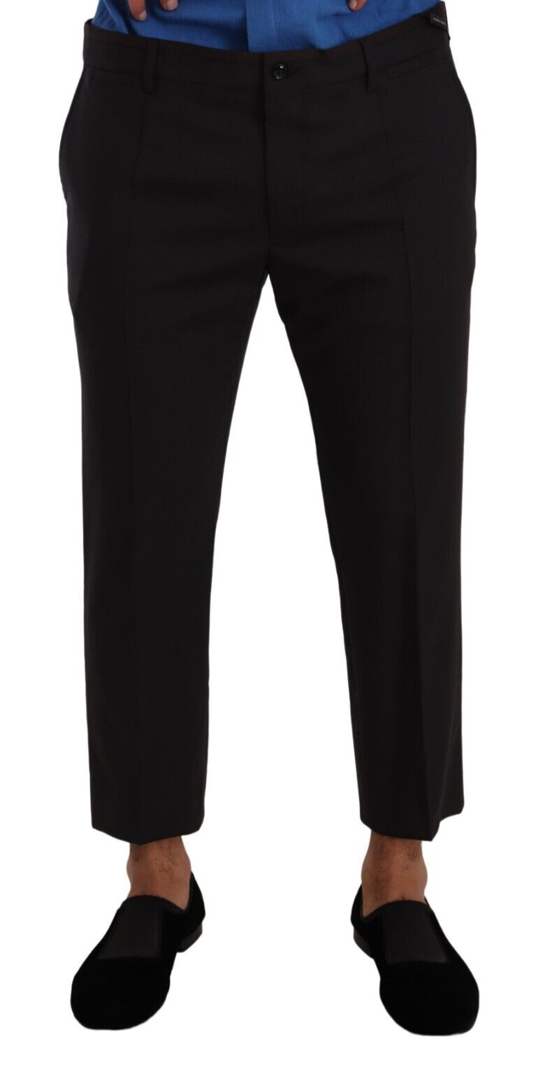Gray Bordeaux Wool Trouser Dress Pants-Dolce & Gabbana-LabelTerrace.com