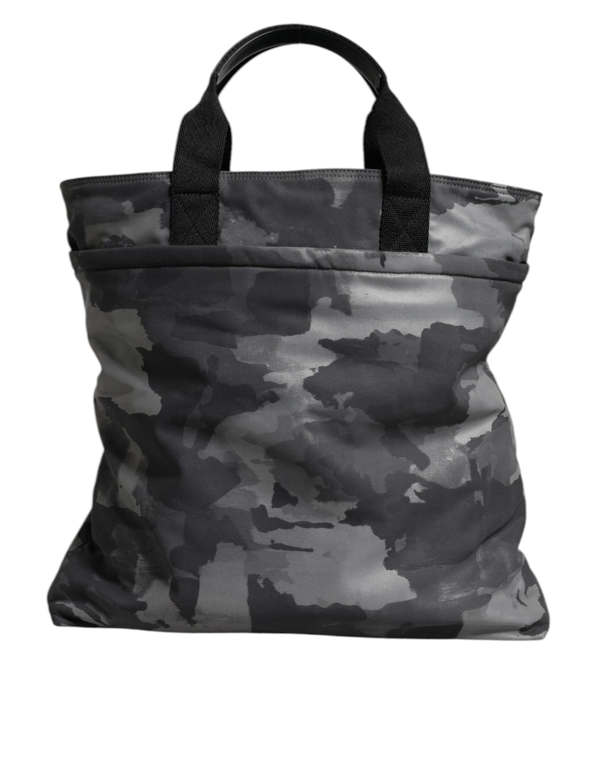 Gray Camo Cotton Multiple Compartments Tote Bag-Dolce & Gabbana-LabelTerrace.com