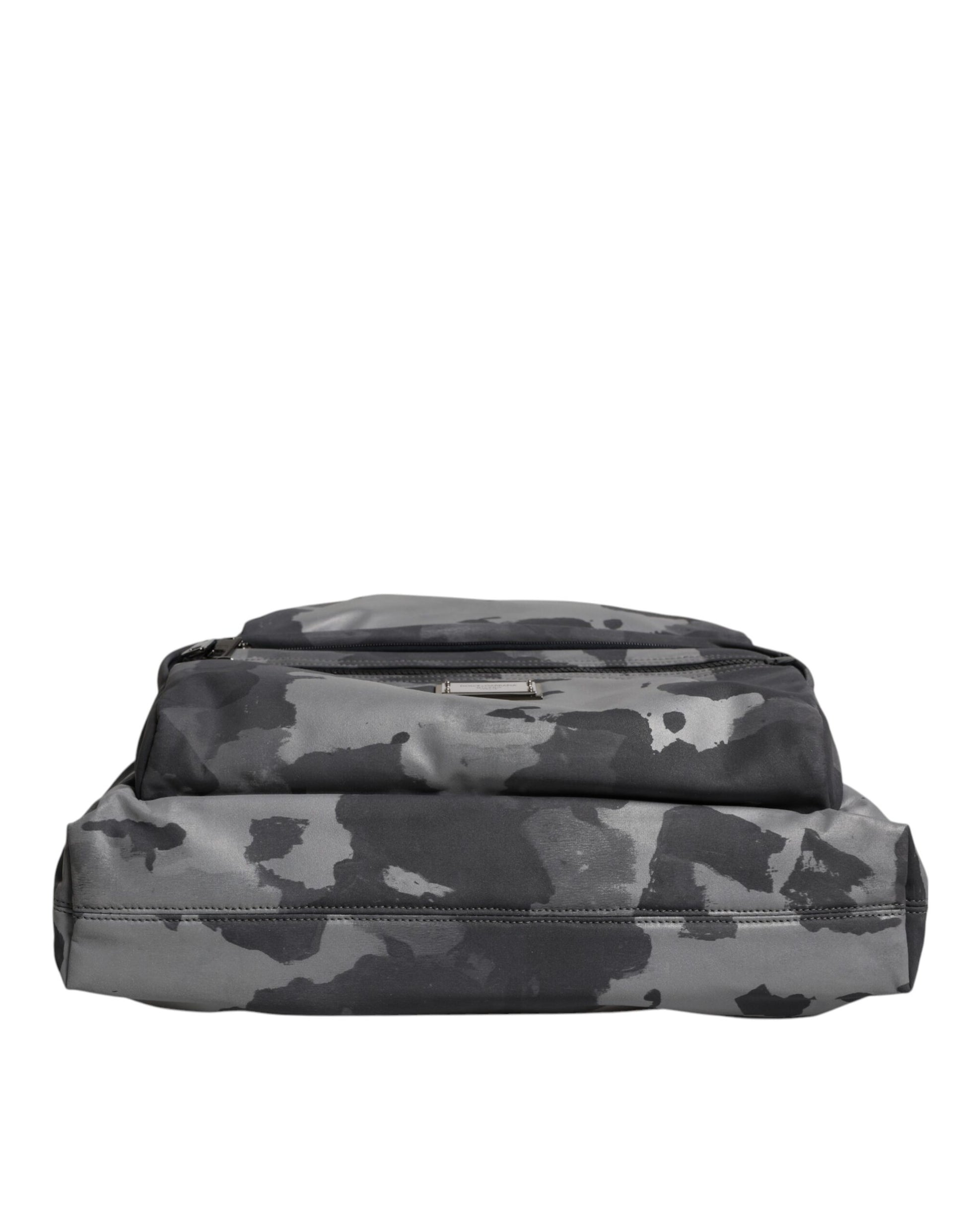 Gray Camo Cotton Multiple Compartments Tote Bag-Dolce & Gabbana-LabelTerrace.com