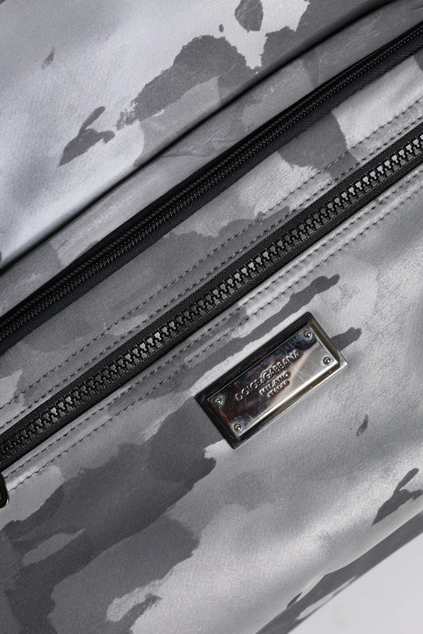 Gray Camo Cotton Multiple Compartments Tote Bag-Dolce & Gabbana-LabelTerrace.com