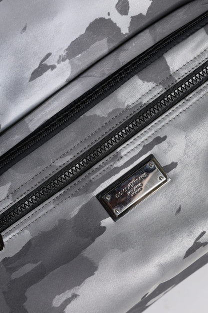 Gray Camo Cotton Multiple Compartments Tote Bag-Dolce & Gabbana-LabelTerrace.com