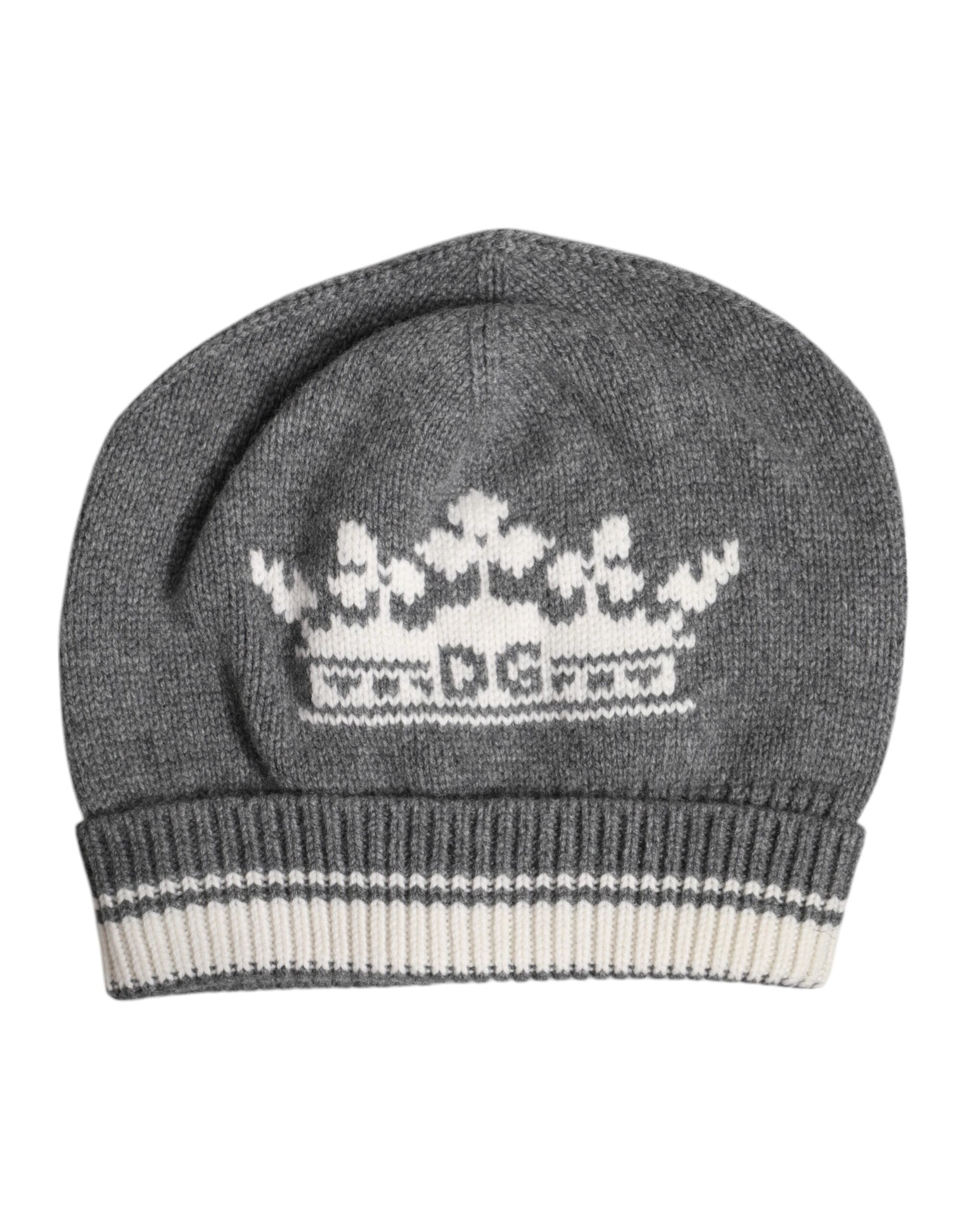 Gray Cashmere Knitted Winter Beanie Hat-Dolce & Gabbana-LabelTerrace.com