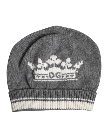 Gray Cashmere Knitted Winter Beanie Hat-Dolce & Gabbana-LabelTerrace.com