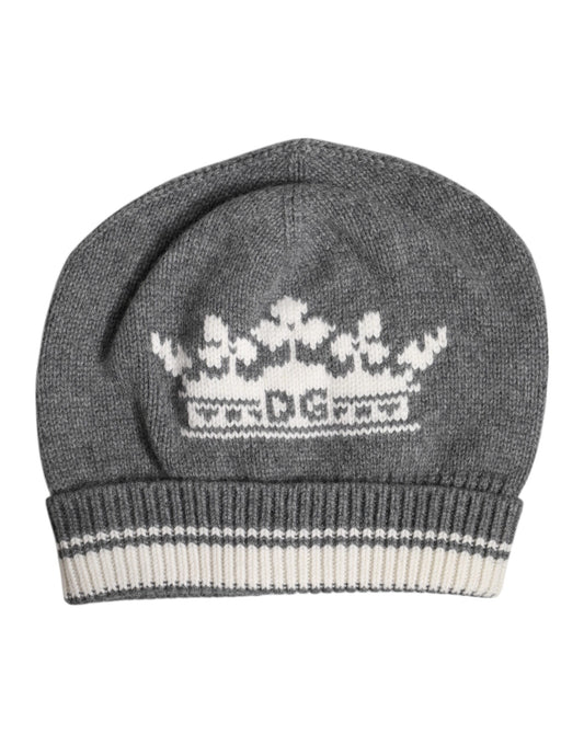 Gray Cashmere Knitted Winter Beanie Hat-Dolce & Gabbana-LabelTerrace.com