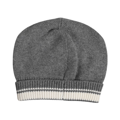 Gray Cashmere Knitted Winter Beanie Hat-Dolce & Gabbana-LabelTerrace.com