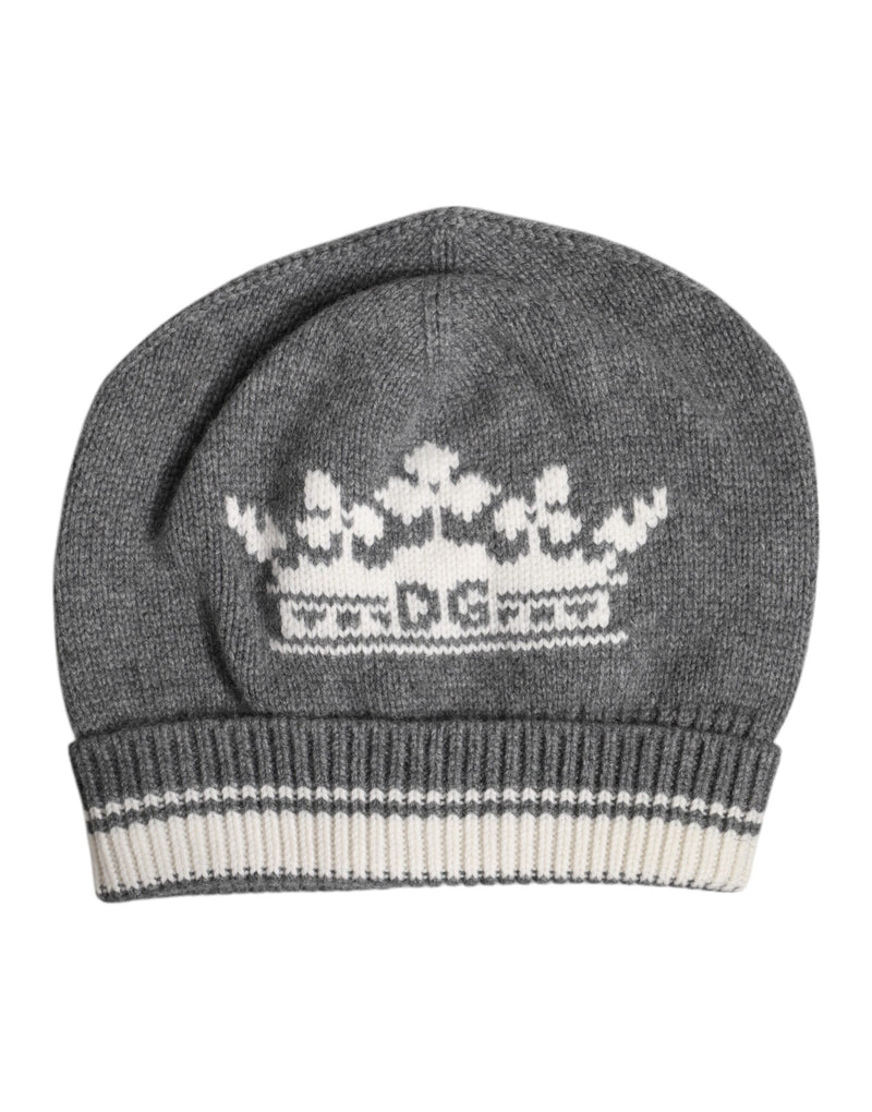 Gray Cashmere Knitted Winter Beanie Hat-Dolce & Gabbana-LabelTerrace.com