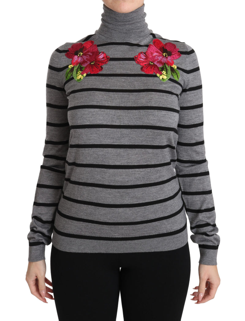Gray Cashmere Silk Turtleneck Sweater-Dolce & Gabbana-LabelTerrace.com