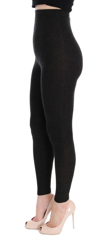 Gray Cashmere Stretch Tights-Dolce & Gabbana-LabelTerrace.com