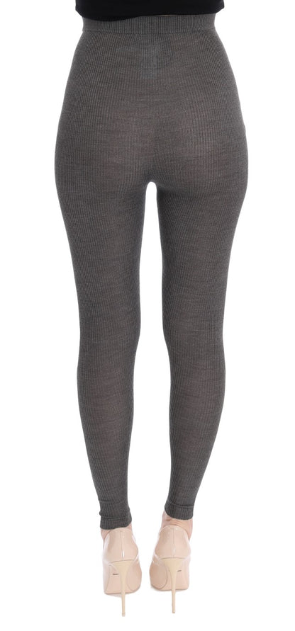 Gray Cashmere Stretch Tights-Dolce & Gabbana-LabelTerrace.com