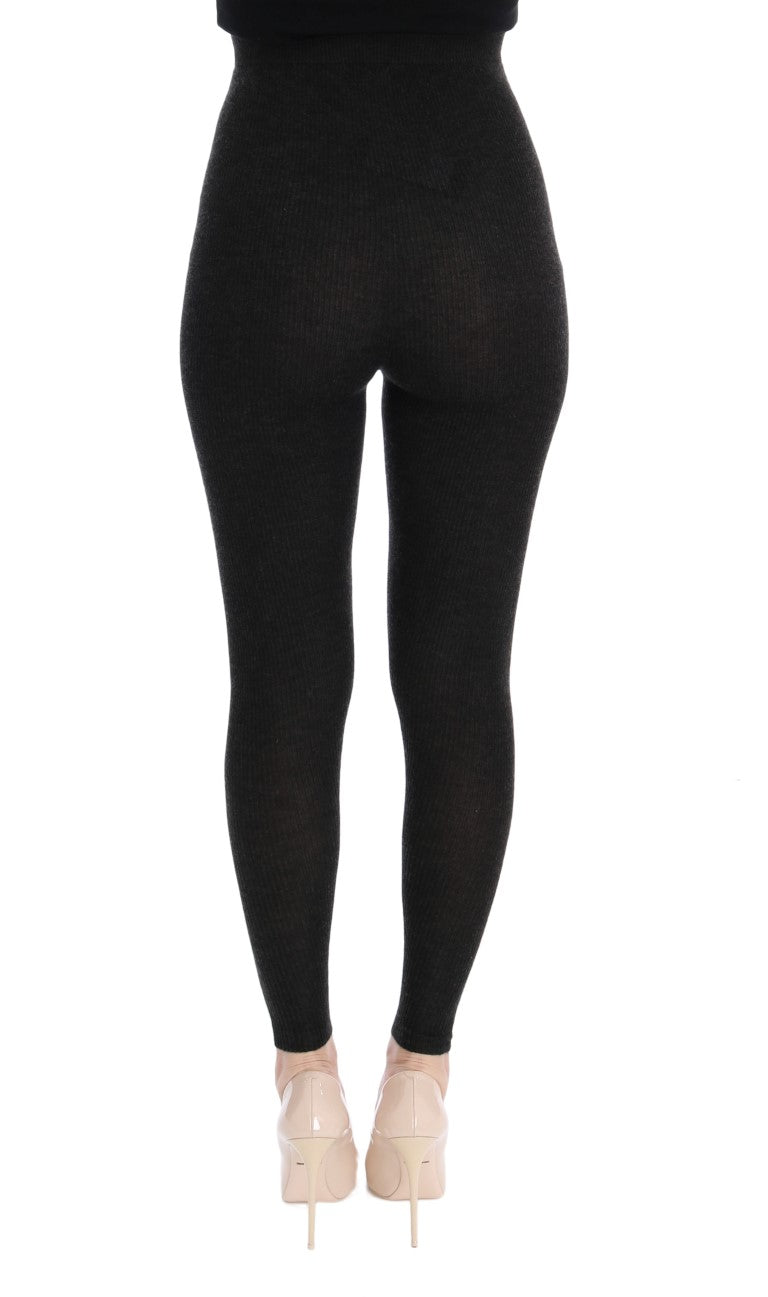 Gray Cashmere Stretch Tights-Dolce & Gabbana-LabelTerrace.com