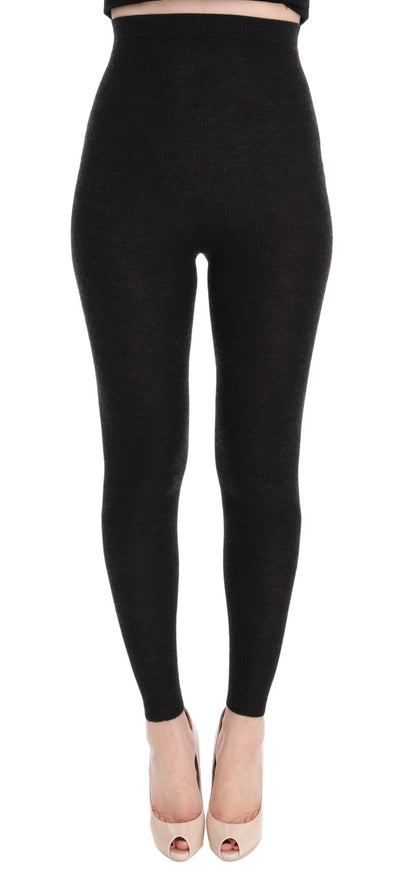 Gray Cashmere Stretch Tights-Dolce & Gabbana-LabelTerrace.com