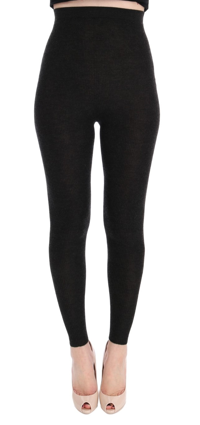 Gray Cashmere Stretch Tights-Dolce & Gabbana-LabelTerrace.com