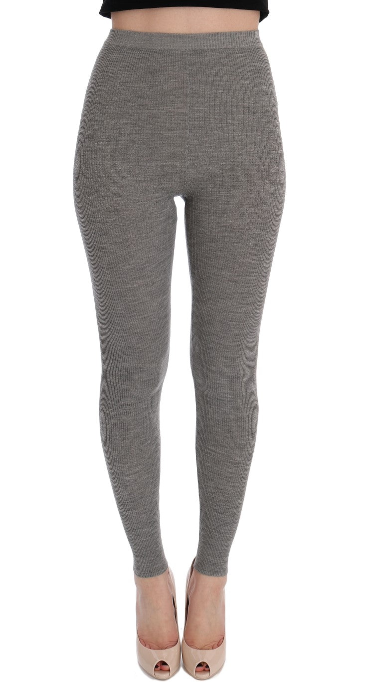 Gray Cashmere Stretch Tights-Dolce & Gabbana-LabelTerrace.com